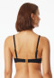 Bandeau bikini top with cup jersey recycled stripes black - aqua