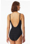 Swimsuit jersey recycled stripes black - aqua