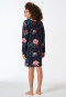 Sleep shirt long-sleeve interlock flowers midnight blue - Teens Nightwear