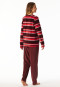 Pyjama lang velours gestreept wijnrood - Comfort Nightwear