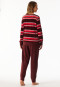 Lange pyjama van velours manchetten streepjes wijnrood - Comfort Nightwear