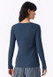 Shirt langarm Doppelripp Druckknöpfe deep blue - Mix+Relax