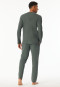 Pyjama long jacquard patte de boutonnage vert foncé - Modern Nightwear