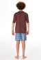 Schlafanzug kurz Surfer Karos havanna - Teens Nightwear