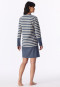 Camicia da notte a manica lunga a righe blu-grigio - Casual Nightwear
