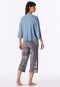 3/4-long Interlock Pyjamas, Grey-Blue - Modern Nightwear