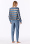Long Pyjamas in Terry Towelling with Ribbed Cuffs, Stripes, Grey-Blue - Casual Essentials