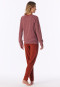 Schlafanzug lang Frottee Bündchen Ringel gebrannter Ziegel - Casual Essentials