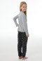 Lange pyjama met manchetten en strikjes, grijs gemêleerd - Nightwear