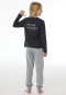 Pyjama long à poignets avec petits curs, bleu marine - Nightwear