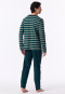 Schlafanzug lang Ringel tiefseegrün - Casual Nightwear