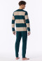 Pigiama lungo con polsini a righe, verde mare profondo - Casual Nightwear
