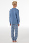 Schlafanzug lang Interlock Bündchen Ringel blaugrau - Nightwear