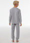 Pyjama long en molleton, poignets en bords-côtes, gris chiné - Nightwear