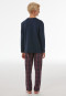 Pyjama long en interlock à carreaux bleu nuit - Nightwear