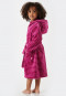 Badjas badstof velours capuchon gestreept bessenkleur - Cat Zoe