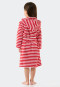 Accappatoio in spugna velour con cappuccio, a righe, rosso - Natural Love