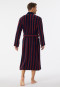 Bathrobe soft velour burgundy striped - Essentials