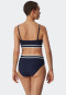 Bandeau bikini set soft pads variable straps midi bottoms ribbed look dark blue - Underwater