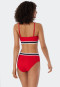 Bandeau bikini set soft pads variable straps midi bottoms ribbed look red - Underwater