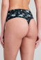 High-waisted thong microfiber floral print black-patterned - Invisible Soft