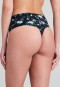 Highwaist Thong Microfaser schwarz mit Blumenmuster- Invisible Soft