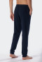 Pantalon molleton coton bio Tencel bords-côtes rayures bleu foncé - Mix+Relax