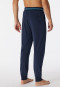 Long midnight blue lounge pants in organic cotton with cuffs and stripes – Mix & Relax