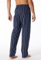 Pantalon d'intérieur long matière tissée coton bio rayures bleu nuit - Mix+Relax