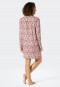 Nachthemd lange mouwen interlock knoopsluiting bloemenprint pruim - Feminine Floral Comfort Fit
