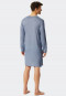 Nachthemd langarm Organic Cotton Serafino-Kragen geringelt blau-weiß - Fashion Nightwear