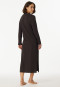 Camicia da notte a maniche lunghe in cotone biologico con scollo a V, antracite - Comfort Nightwear