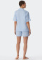 Pajamas short cotton woven satin button placket piping light blue - selected! premium inspiration