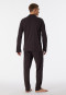 Pyjama lang interlock knoopsluiting geruit antraciet - Fine Interlock