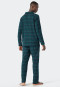 Long pajamas woven flannel button placket checked dark green/dark blue - Pajama Story