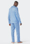 Lange geweven satijnen pyjama met knoopsluiting en dessin lichtblauw - selected! premium inspiration