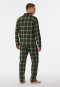 Pajamas long woven fabric organic cotton button placket check dark green - Warming Nightwear