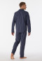 Pyjama lang geweven stof biologisch katoen knoopsluiting, gestreept nachtblauw - selected! premium