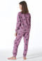 Schlafanzug lang Frottee Bündchen Schmetterlinge mauve - Nightwear
