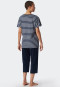 Schlafanzug 3/4-lang Bio-Baumwolle Bretonstreifen dunkelblau - Essential Stripes