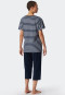 Pyjama 3/4-lengte biologisch katoen Bretonse strepen donkerblauw - Essential Stripes