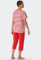 Pyjama 3/4 coton bio marinière rouge - Essential Stripes