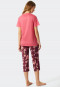 3/4 length pajamas modal V-neck plum - Modern Floral