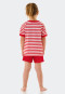 Pajamas short bamboo organic cotton stripes heart red - Natural Love