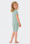 Pajamas short fine rib organic cotton daisies heather green - Natural Love