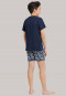 Pyjama court jersey encolure en V bleu nuit motif - City Wanderer