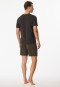 Pigiama corto in modal con scollo a V e motivo a righe, color antracite - Long Life Soft