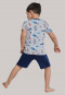 Pyjama court Organic cotton avec singes et voitures de course gris chiné/bleu foncé - Boys World