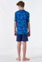 Schlafanzug kurz Organic Cotton Brusttasche Blätter blau - Nightwear