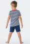 Pigiama corto, cotone biologico, taschino sul petto, a righe, blu scuro - Boys World